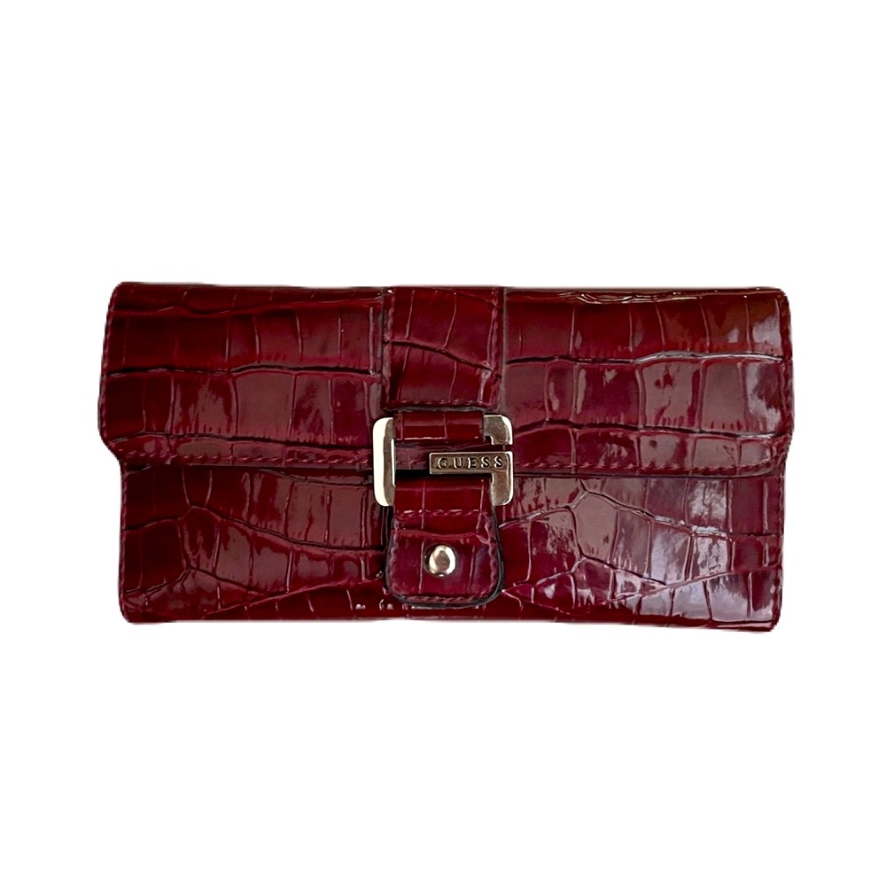 Guess Maroon Croc-Embossed Wallet